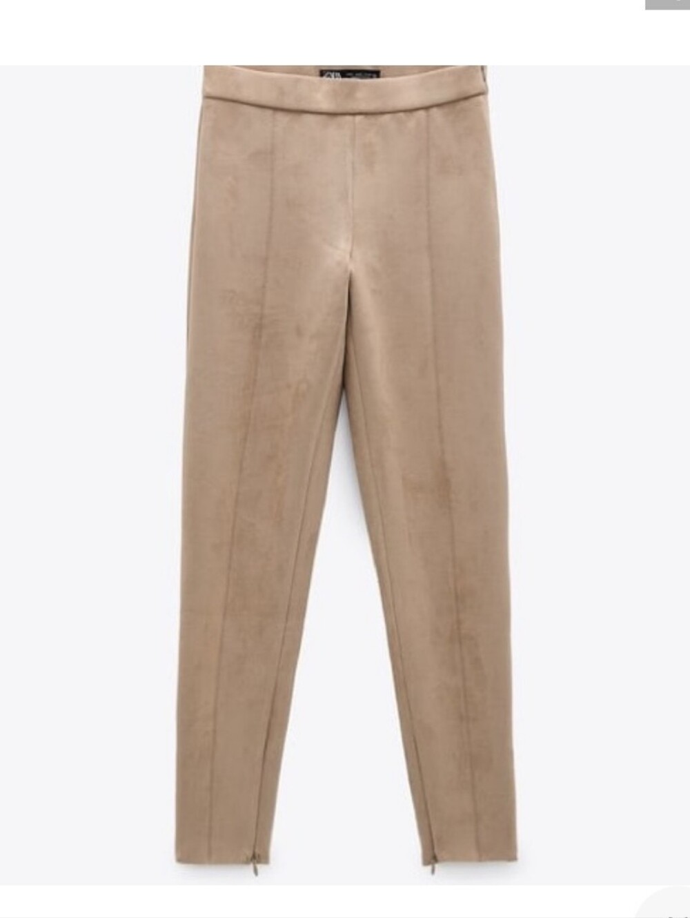 Zara Suede Leggings Beige Color NWOT SIZE M